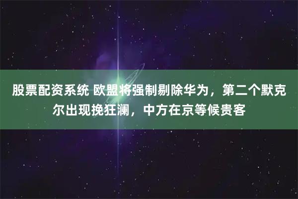 股票配资系统 欧盟将强制剔除华为，第二个默克尔出现挽狂澜，中方在京等候贵客