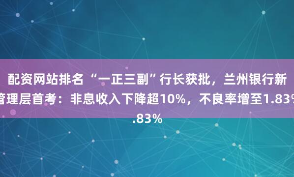 配资网站排名 “一正三副”行长获批，兰州银行新管理层首考：非息收入下降超10%，不良率增至1.83%